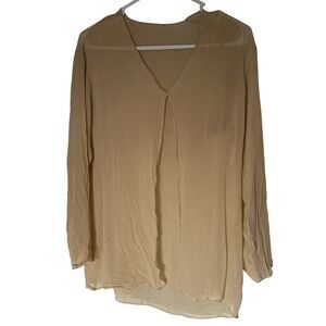 Emanuel Ungaro Ivory 100% Silk Long Sleeve V-Neck Cardigan Top vintage 90s